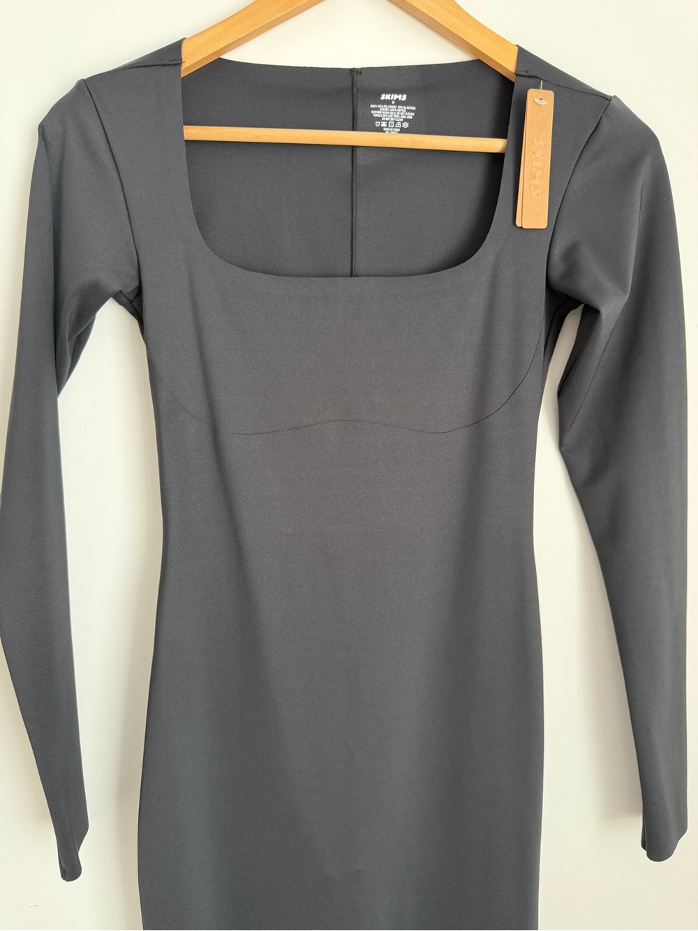 NWT SKIMS Body Long Sleeve Slip Dress Black Oynx Size M - Picture 6 of 9